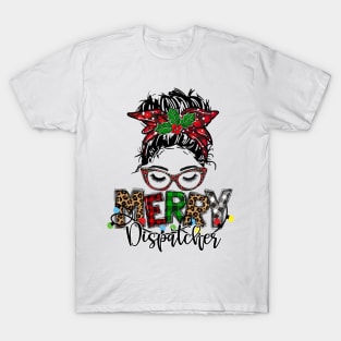 Merry Police Dispatcher Messy Bun T-Shirt